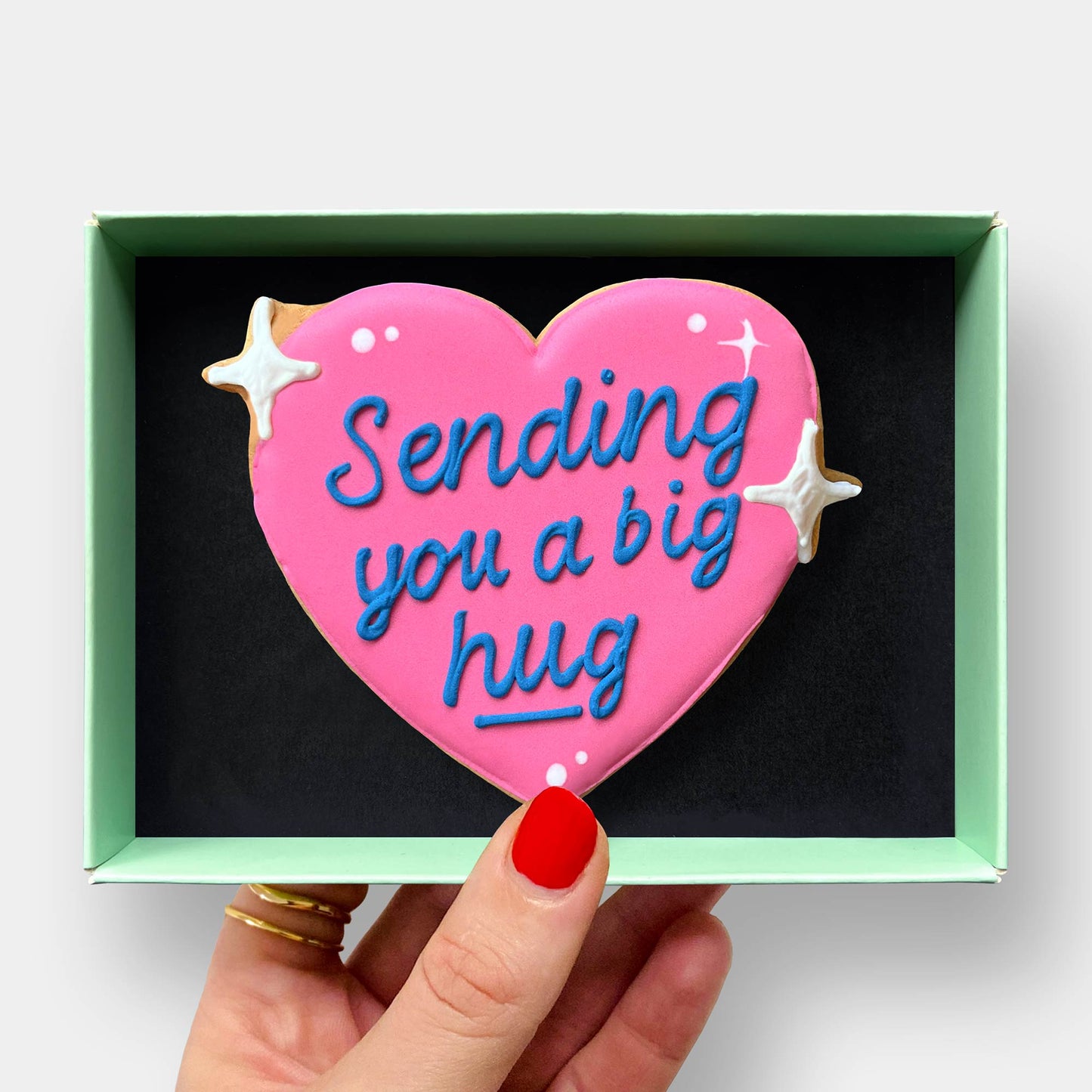 Big Hug Pink Heart Thinking Of You Letterbox Iced Cookie