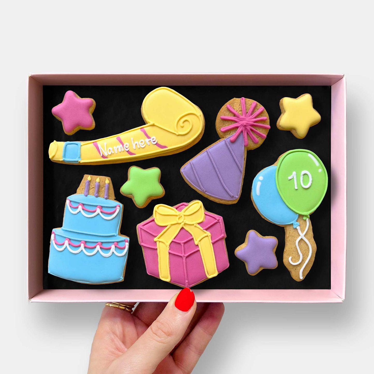 Personalised Birthday Celebration Letterbox Iced Cookies