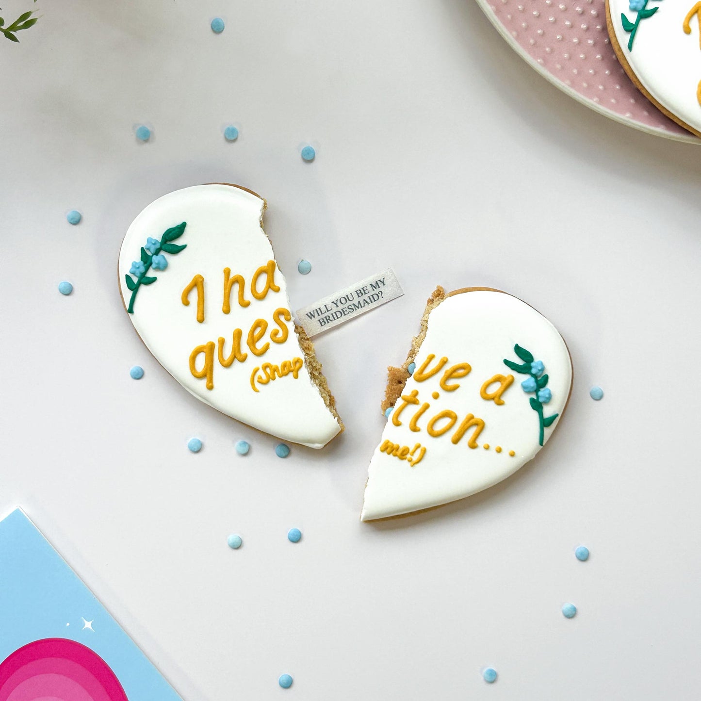 Wedding Party Proposal Secret Message Heart Letterbox Iced Cookie
