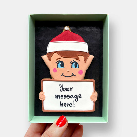 Personalised Cheeky Elf Letterbox Cookie