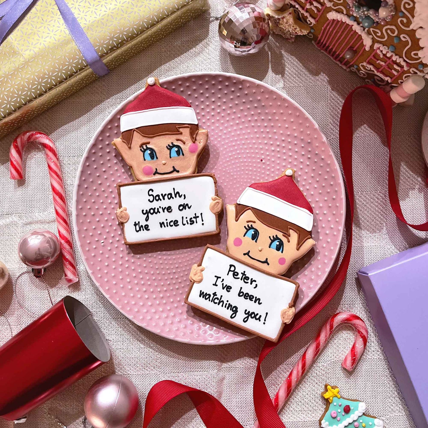 Personalised Cheeky Elf Letterbox Cookie