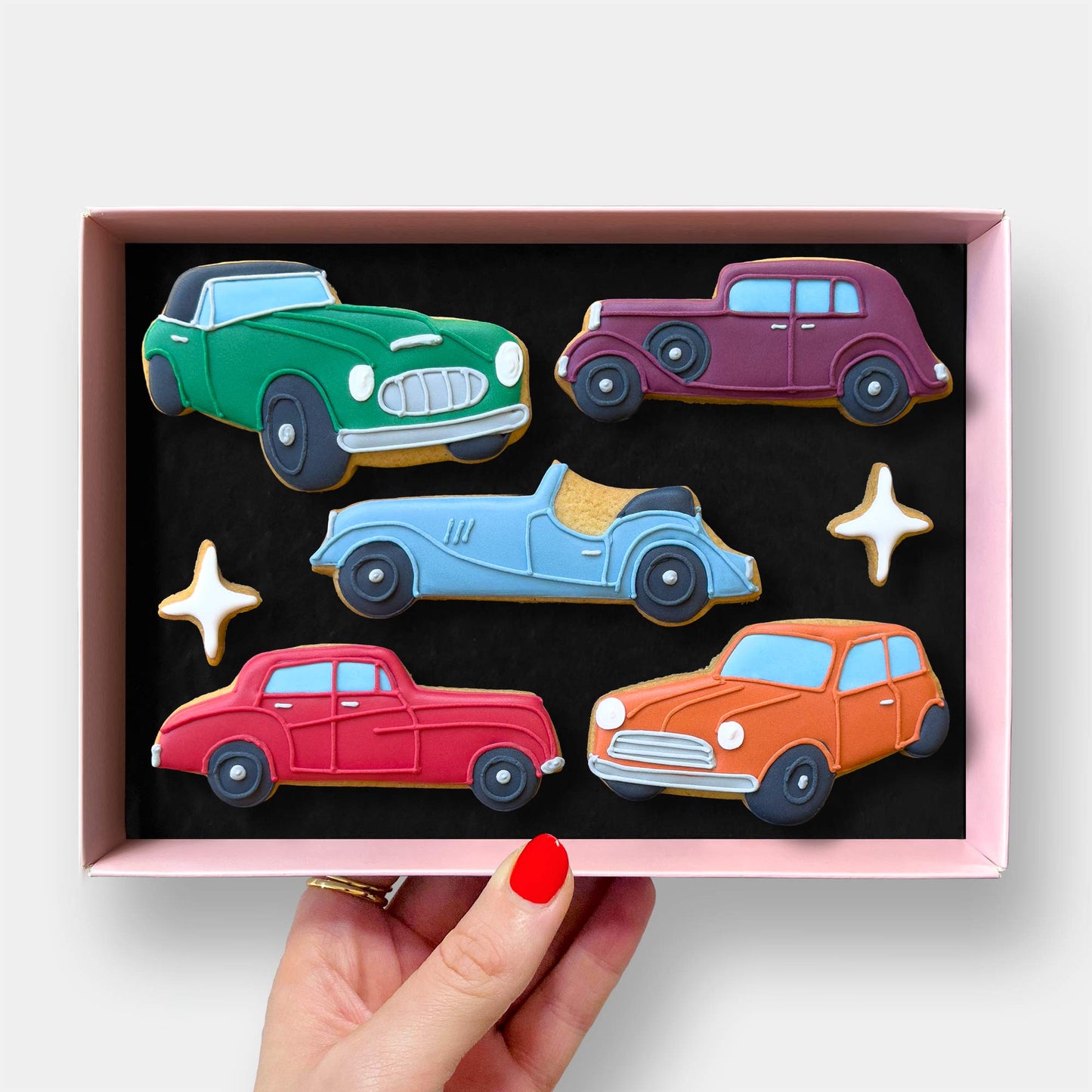 Classic Cars Father's Day Letterbox Iced Cookies
