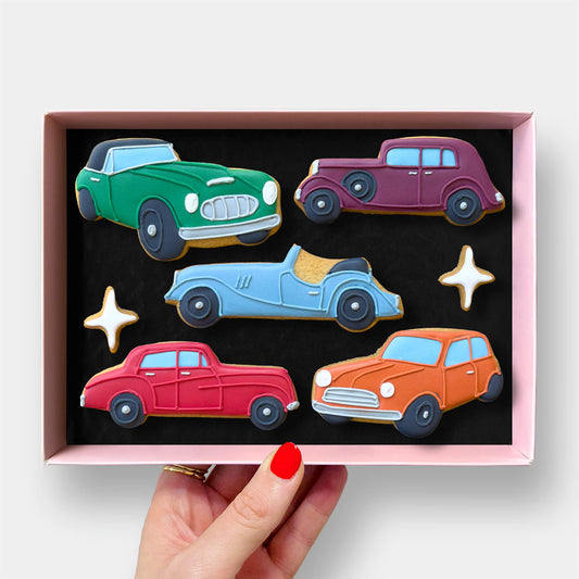 Classic Cars Father's Day Letterbox Iced Cookies