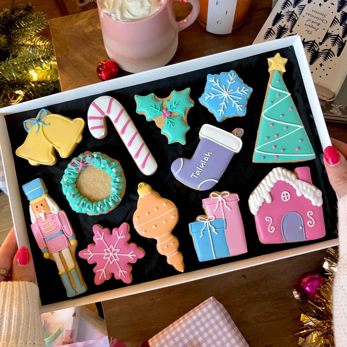 Personalised Classic Christmas Iced Cookie Box