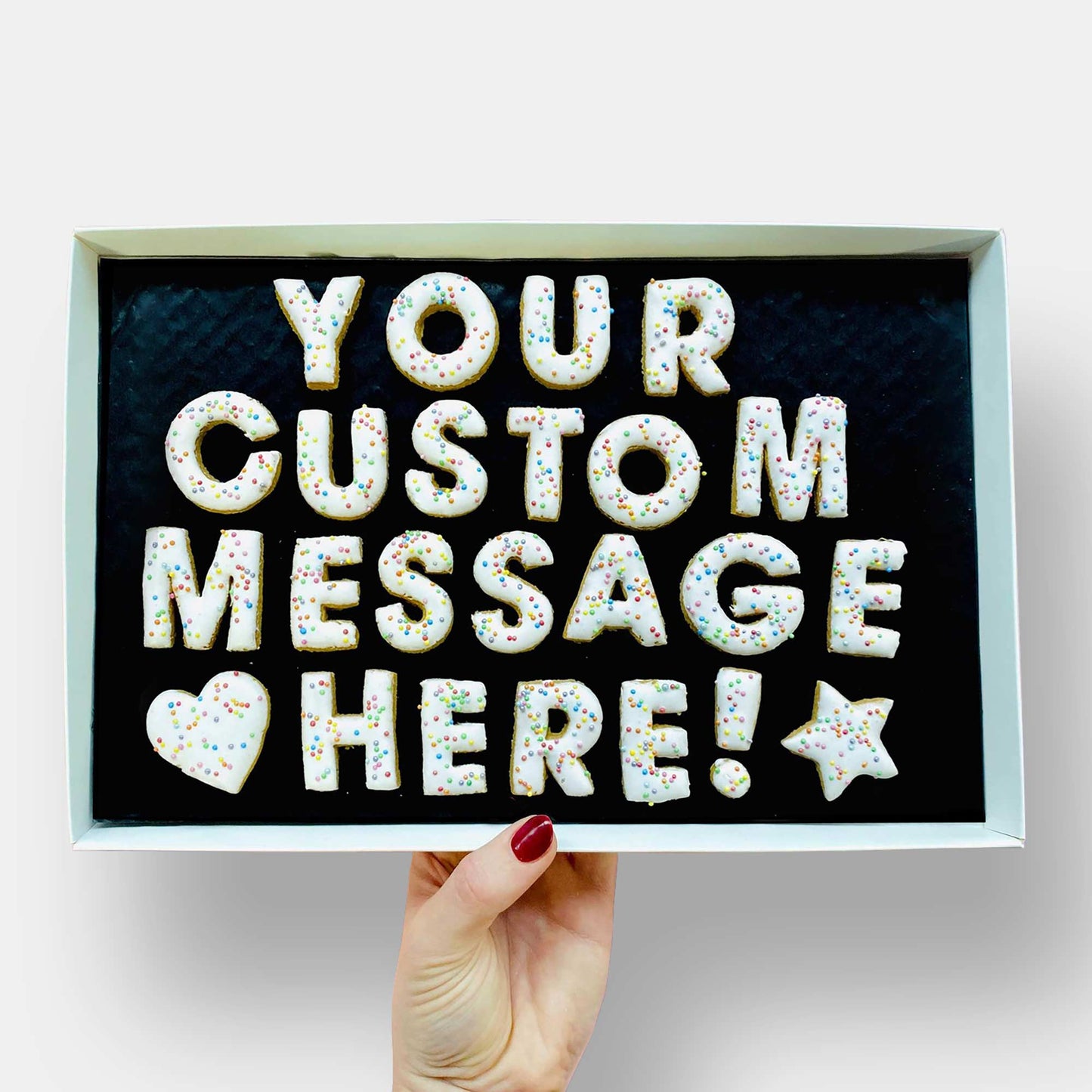 Vegan Personalised Custom Cookie Message Box (30)