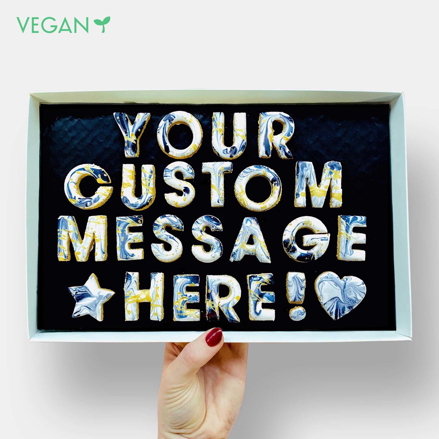 Vegan Personalised Custom Iced Cookie Message Box (30)