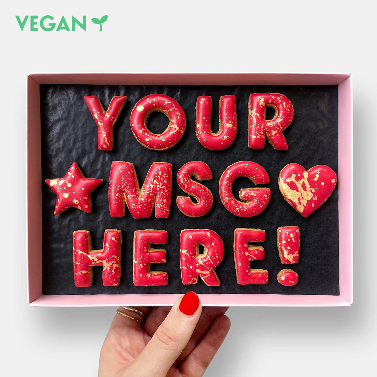 Vegan Personalised Custom Iced Cookie Message Box