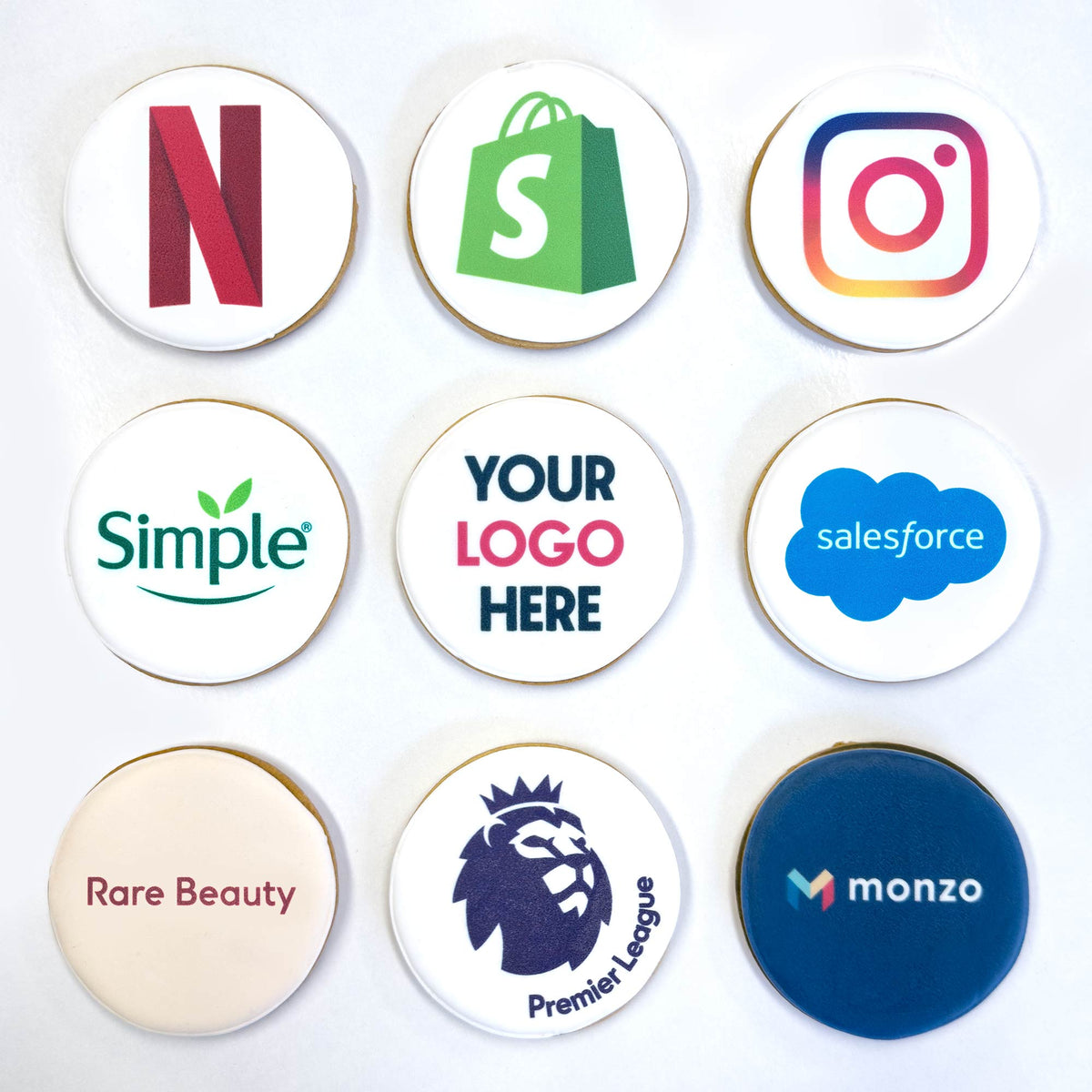Custom Circle Printed Branded Logo Iced Cookies