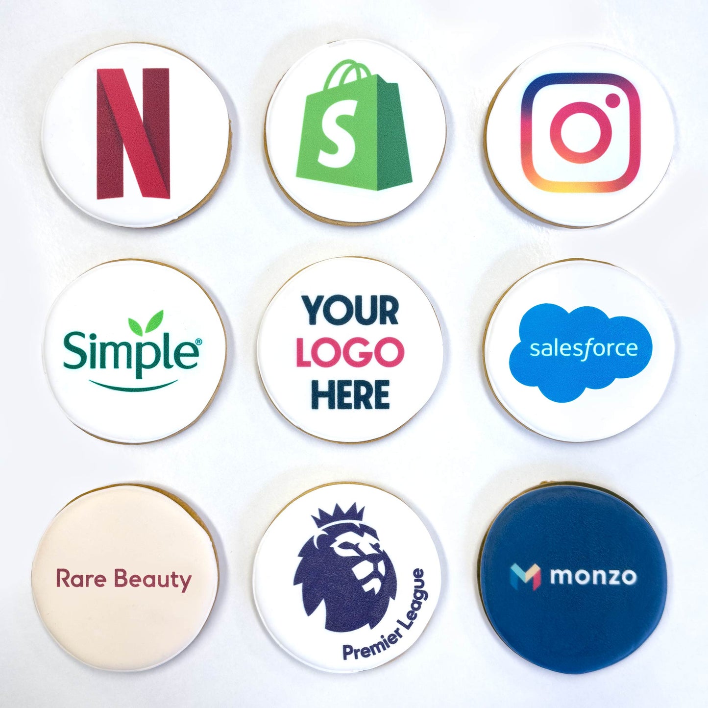 Custom Circle Printed Branded Logo Iced Cookies