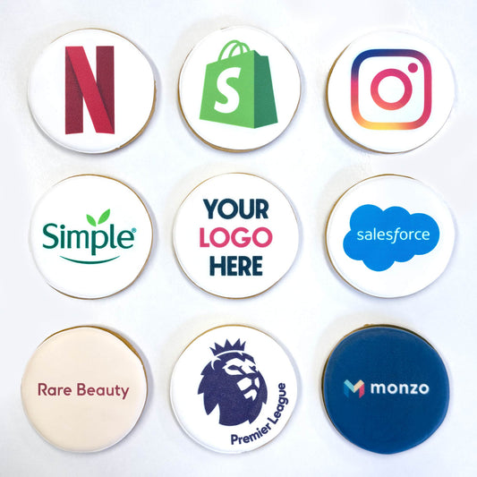 Custom Circle Printed Branded Logo Iced Cookies