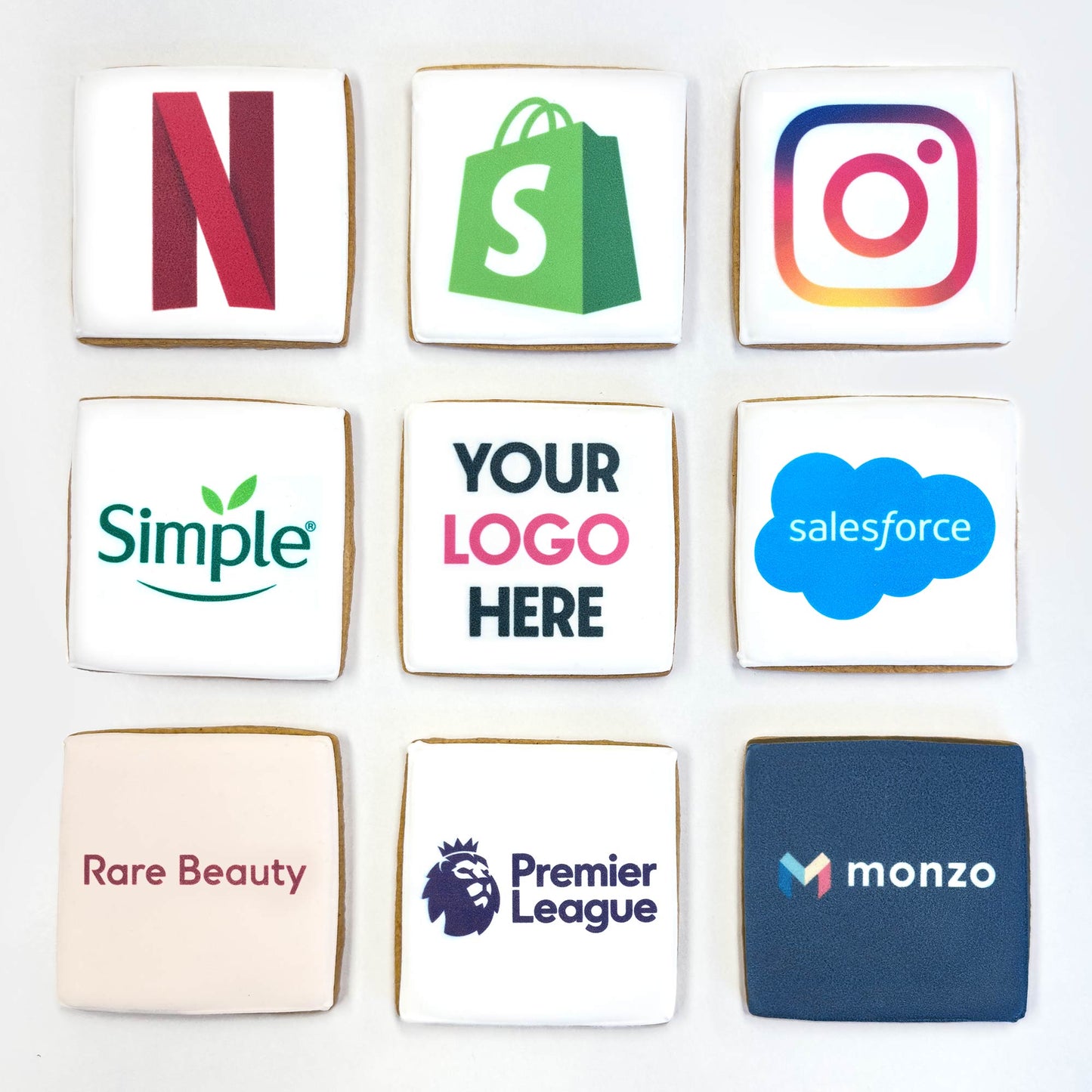 Custom Square Printed Branded Logo Iced Cookies