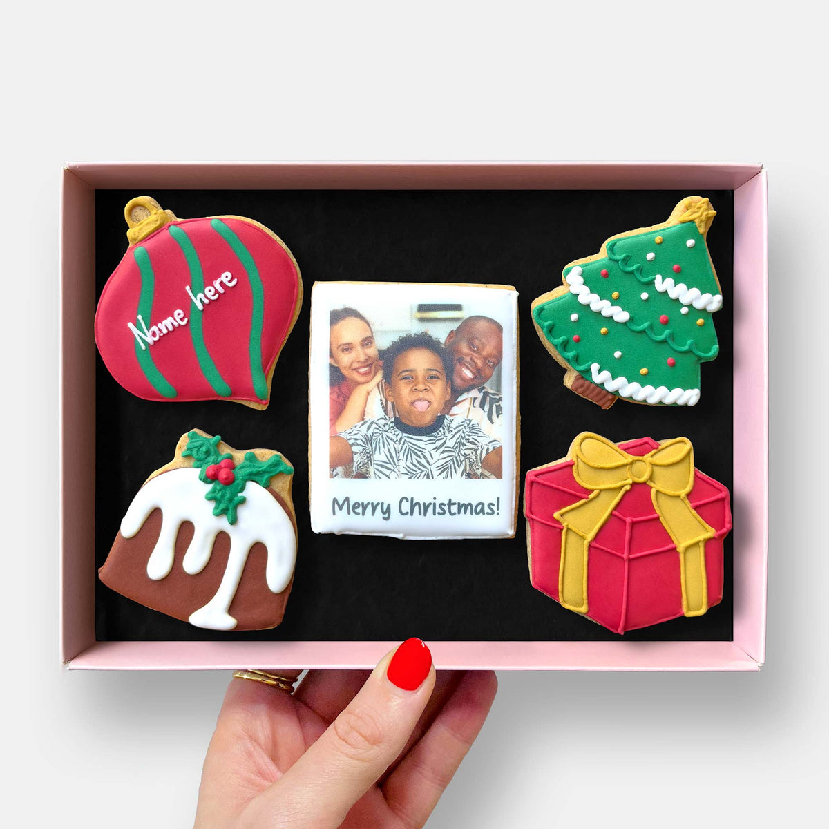 Personalised Edible Photo Christmas Letterbox Iced Cookies