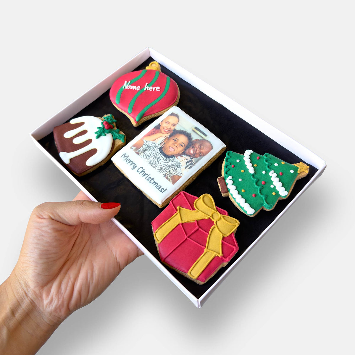 Personalised Edible Photo Christmas Letterbox Iced Cookies