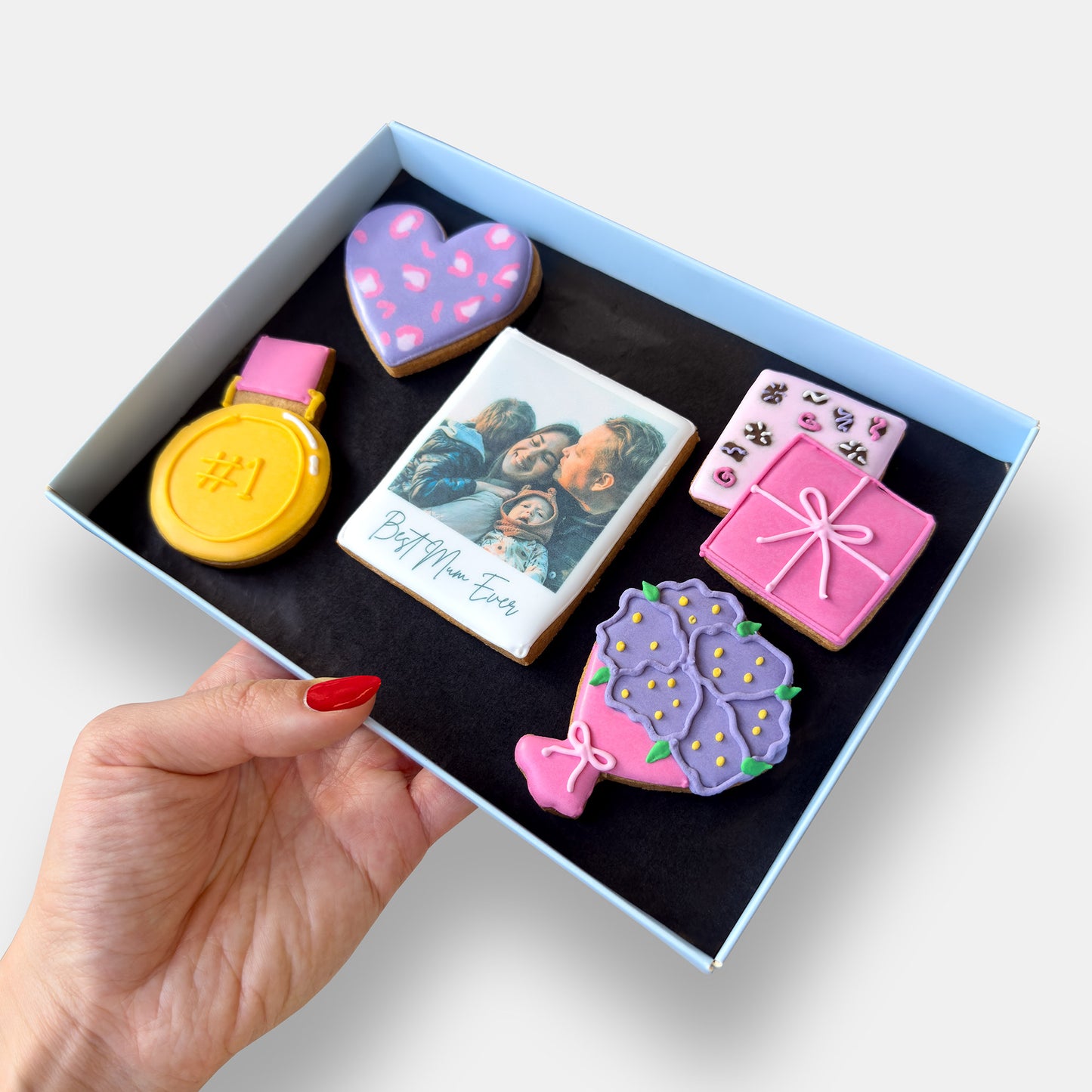 Personalised Edible Photo Mother's Day Letterbox Iced Cookies