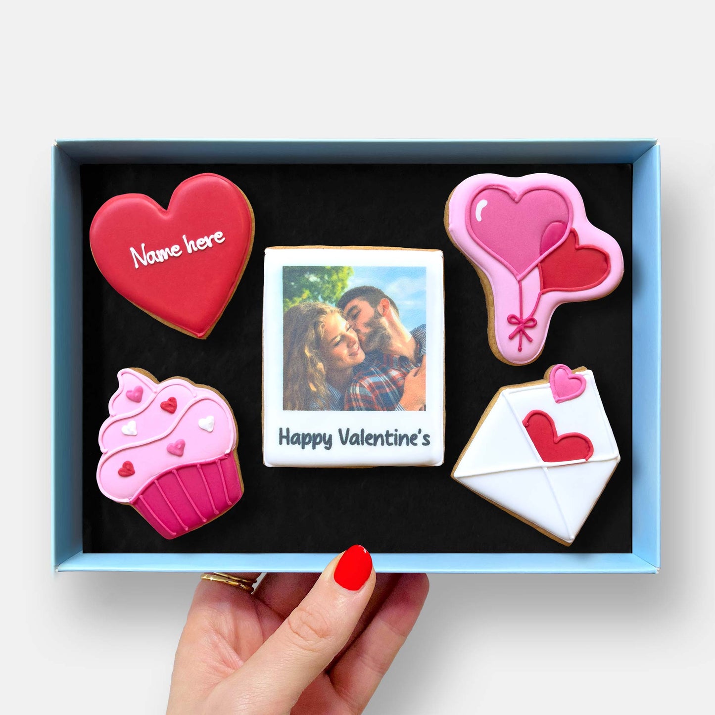 Personalised Edible Photo Valentine's Day Letterbox Iced Cookies