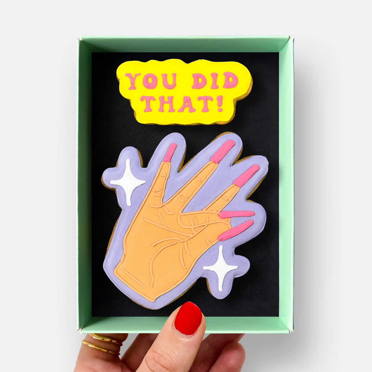 Finger Clap Congratulations Light Letterbox Iced Cookie