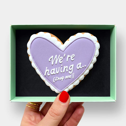 Gender Reveal Secret Message Heart Letterbox Iced Cookie