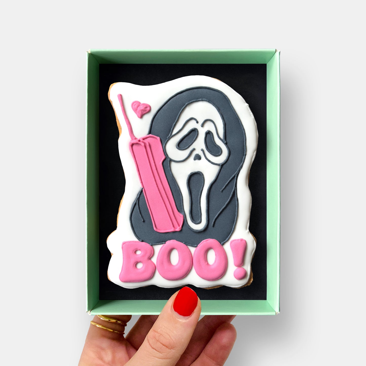 Ghostface Phonecall Halloween Letterbox Iced Cookie