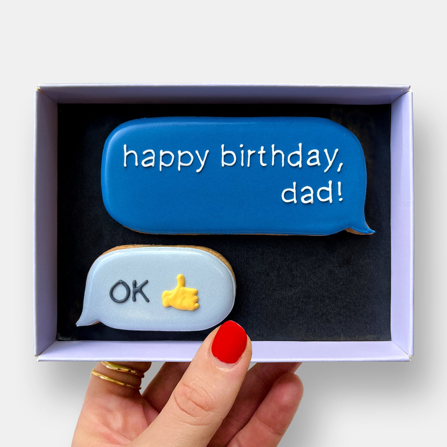 Happy Birthday Dad OK Text Letterbox Iced Cookies