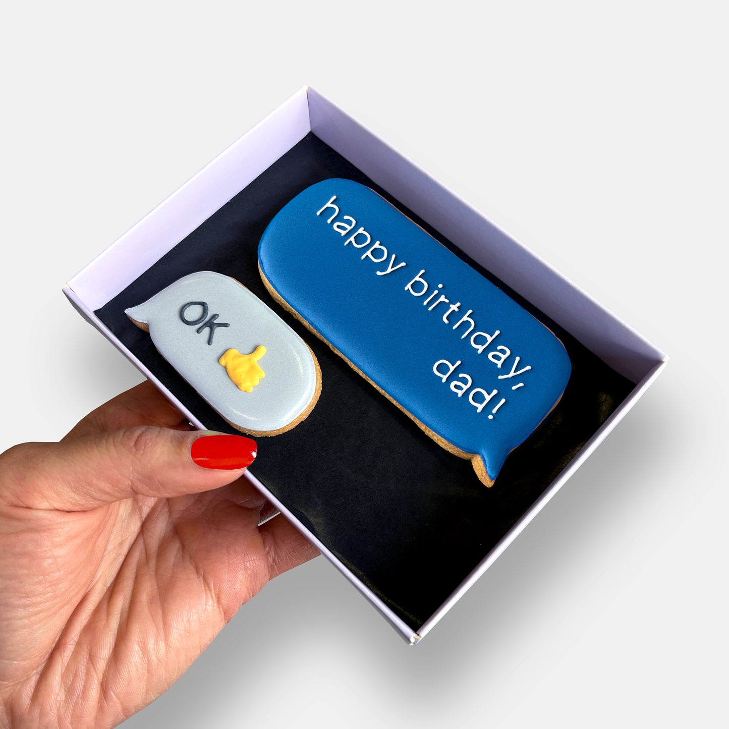 Happy Birthday Dad OK Text Letterbox Iced Cookies