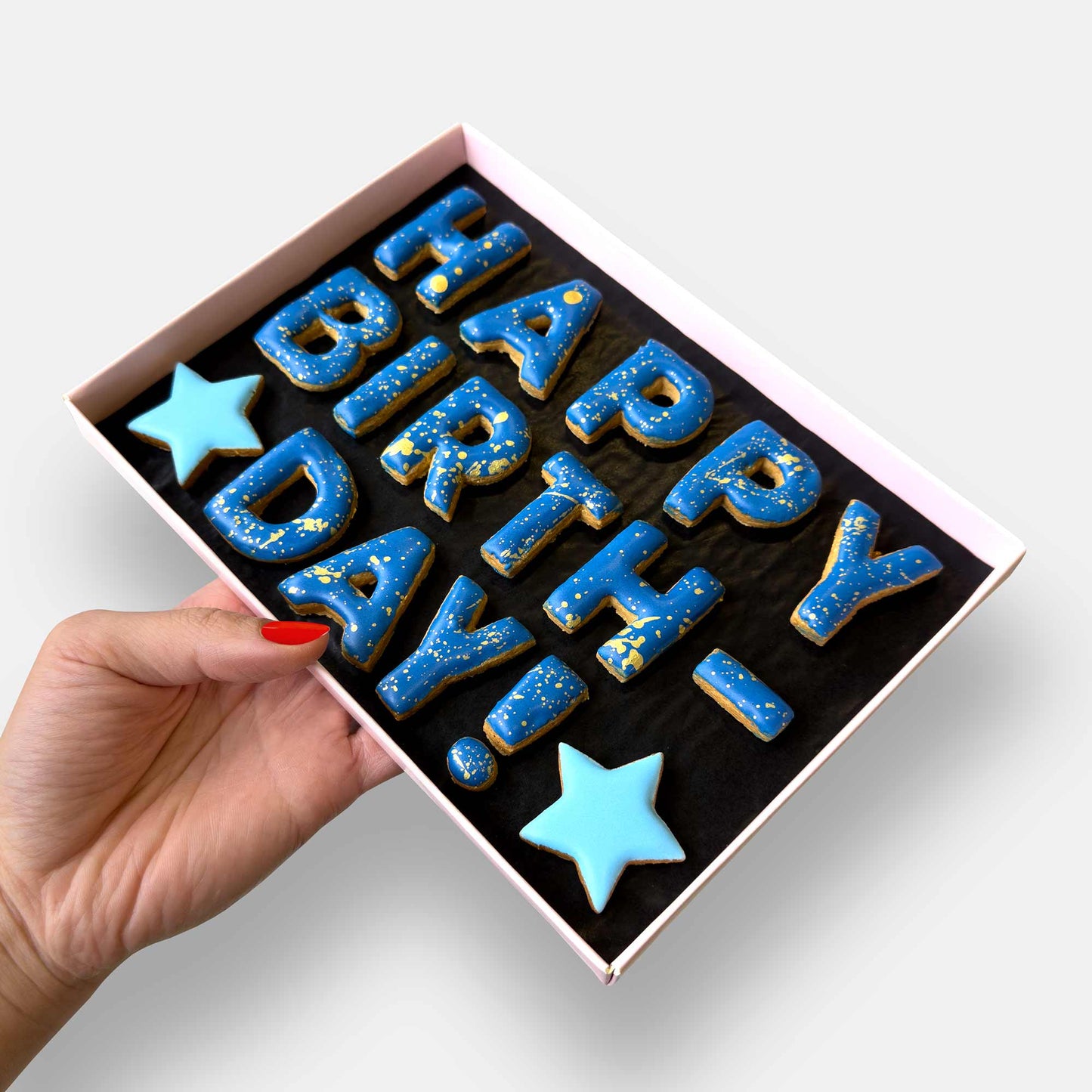 Happy Birthday! Stars Letterbox Message Iced Cookies