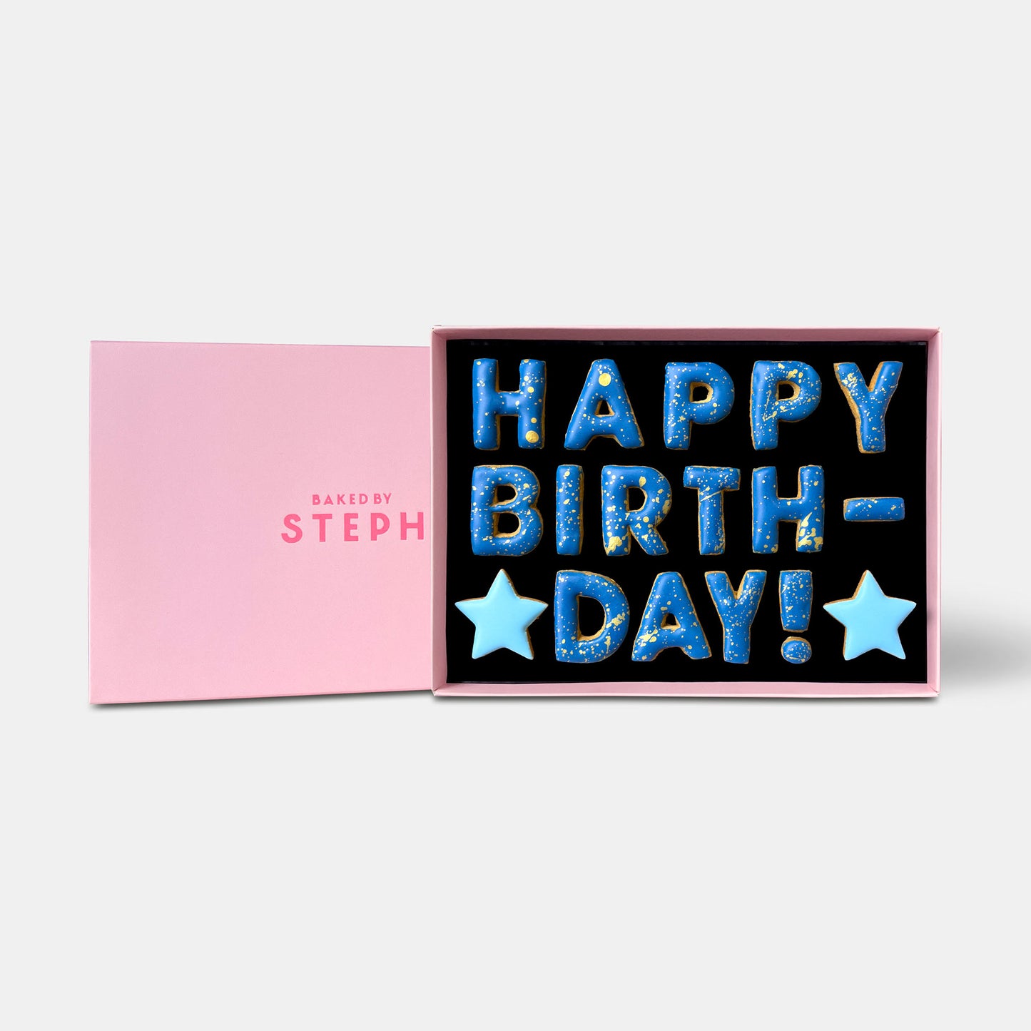 Happy Birthday! Stars Letterbox Message Iced Cookies