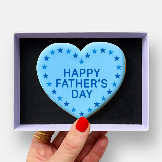 Happy Father's Day Heart Letterbox Printed Iced Cookie