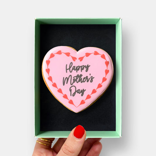 Happy Mother's Day Love Heart Letterbox Iced Cookie