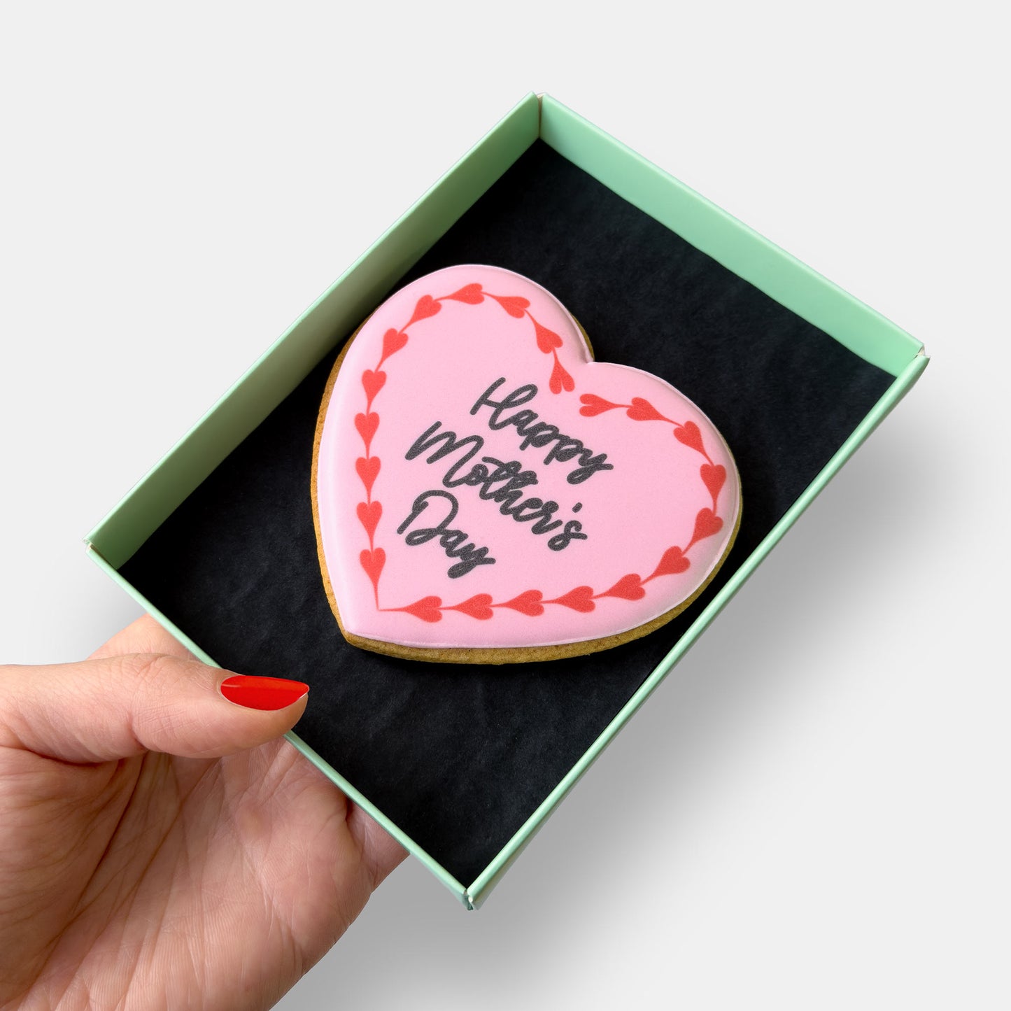 Happy Mother's Day Love Heart Letterbox Iced Cookie