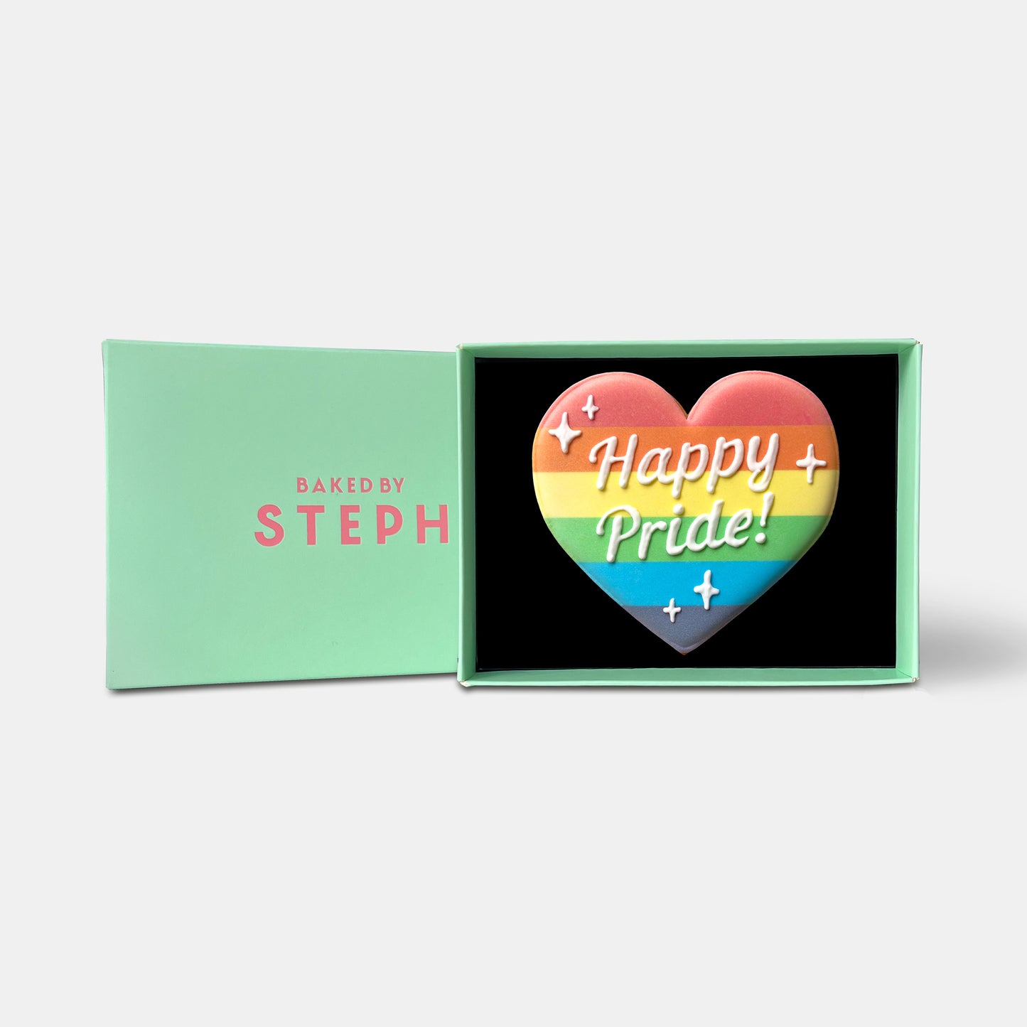 Happy Pride Rainbow Heart Letterbox Iced Cookie