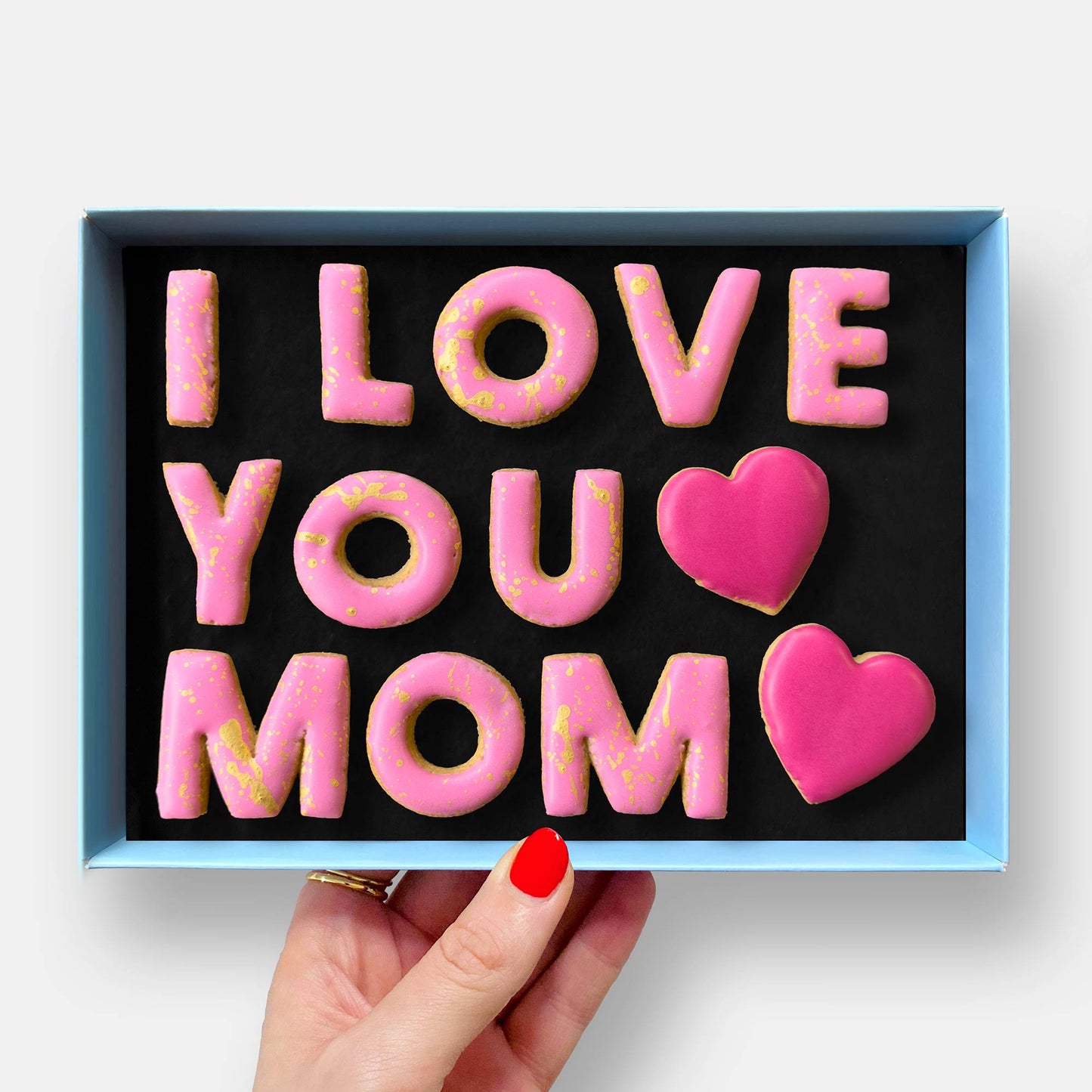 I Love You Mom Mother's Day Letterbox Message Iced Cookies