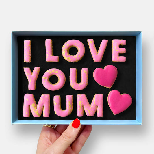 I Love You Mum Mother's Day Letterbox Message Iced Cookies