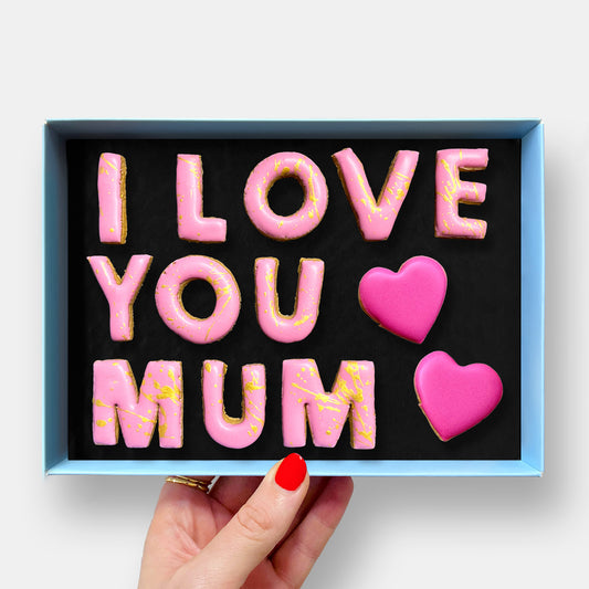 I Love You Mum Mother's Day Letterbox Message Iced Cookies