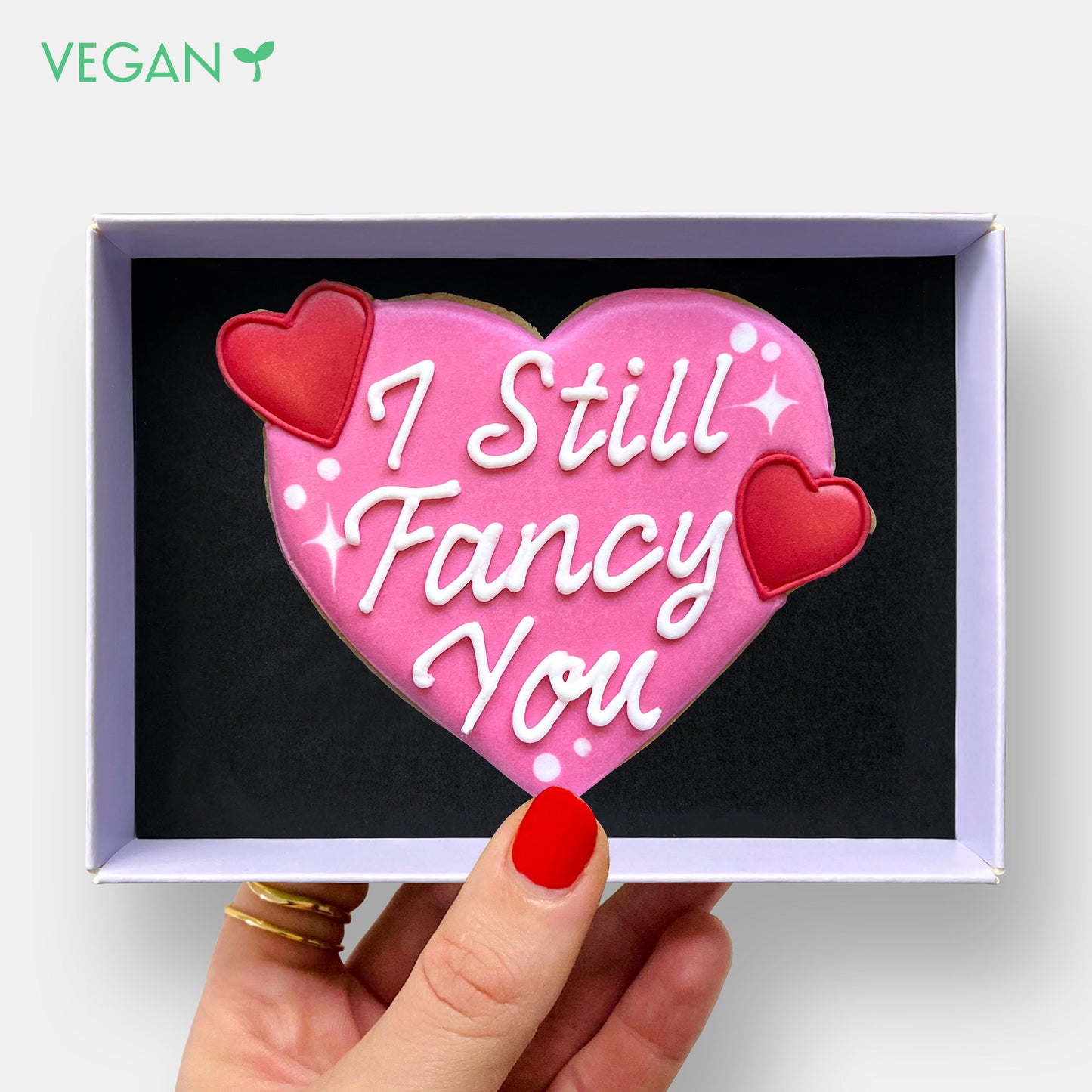 Vegan I Still Fancy You Heart Letterbox Iced Cookie