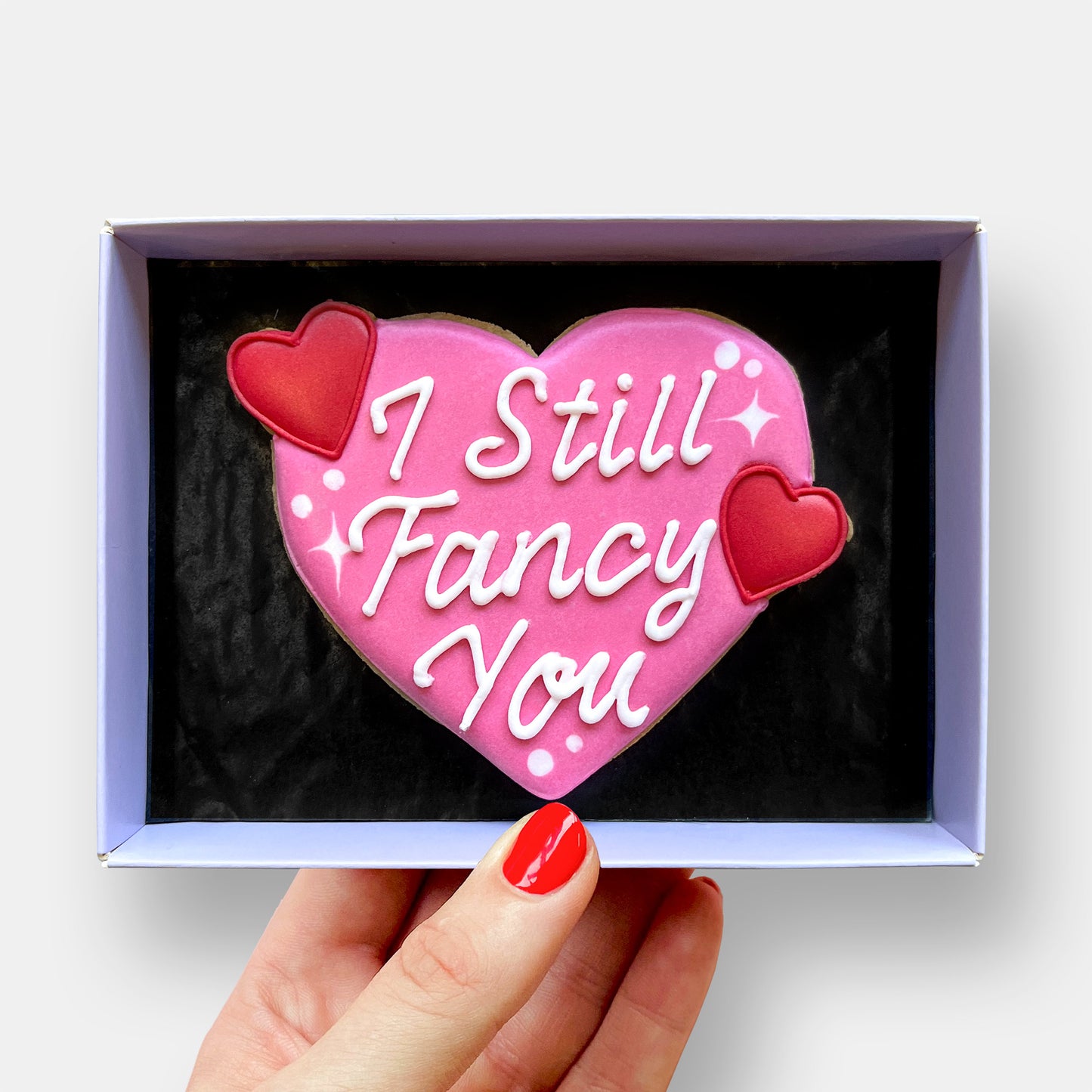 Vegan I Still Fancy You Heart Valentine's Letterbox Iced Cookie