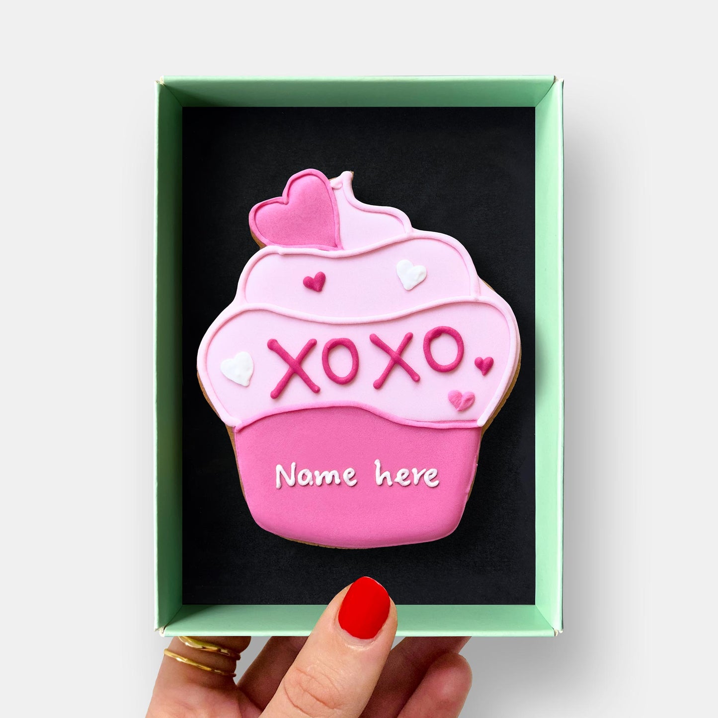 Personalised Love Cupcake Valentine's Letterbox Iced Cookie