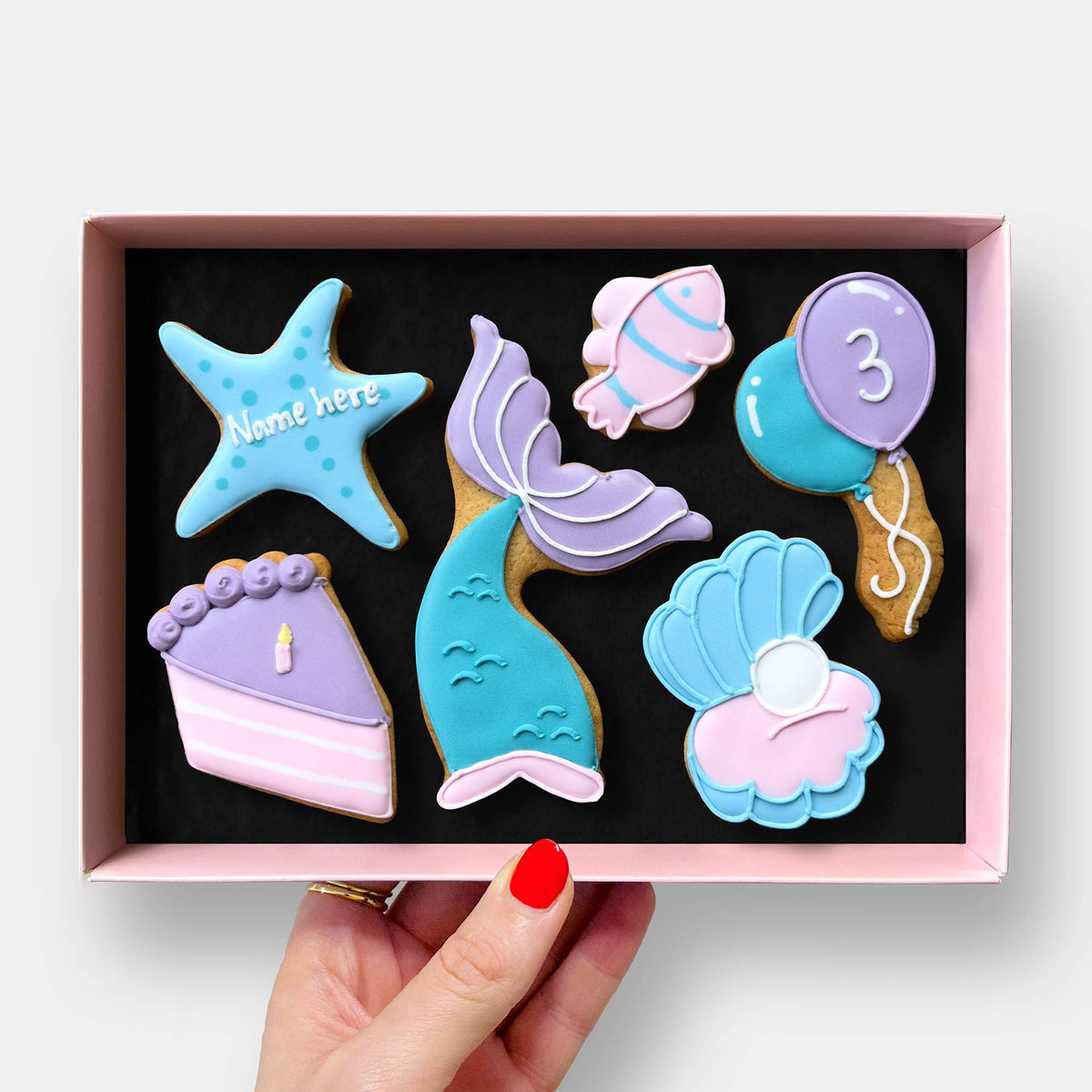 Personalised Birthday Mermaid Letterbox Iced Cookies