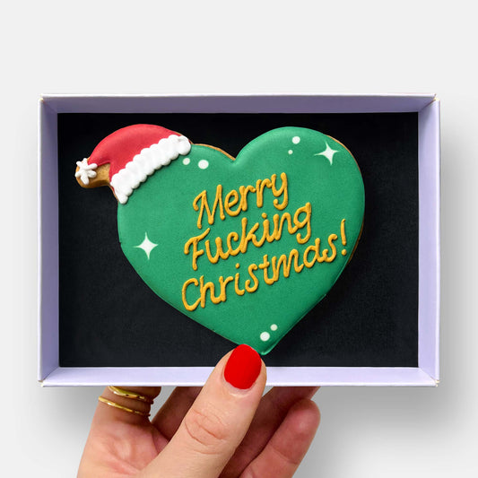 Merry F*cking Christmas Heart Letterbox Iced Cookie