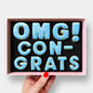 OMG! Congrats Blue Engagement Letterbox Message Iced Cookies