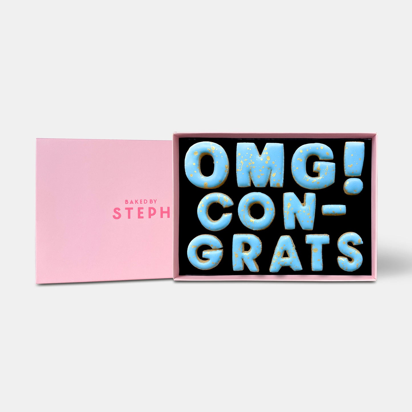 OMG! Congrats Blue Engagement Letterbox Message Iced Cookies