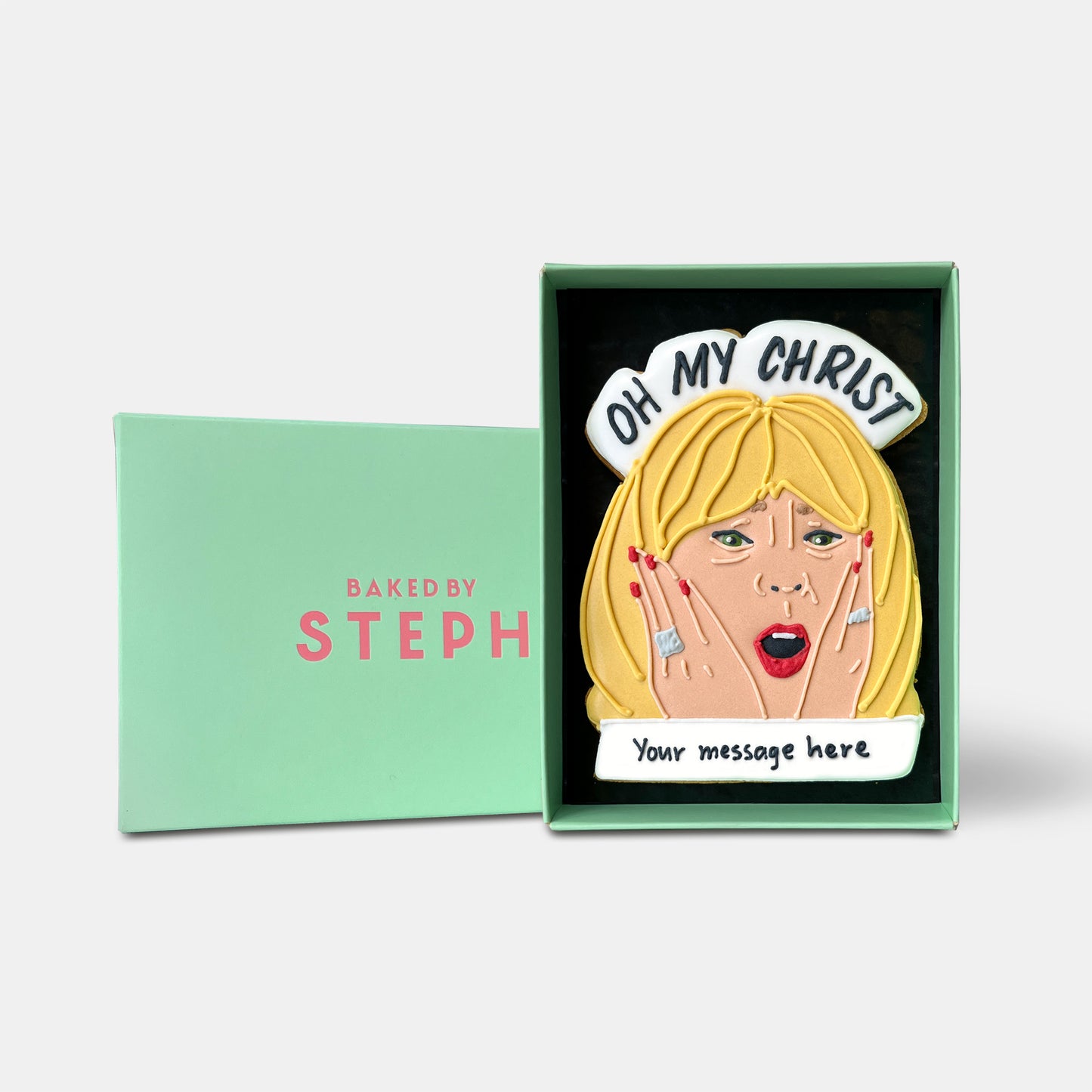 Personalised Oh My Christ! Letterbox Iced Cookie