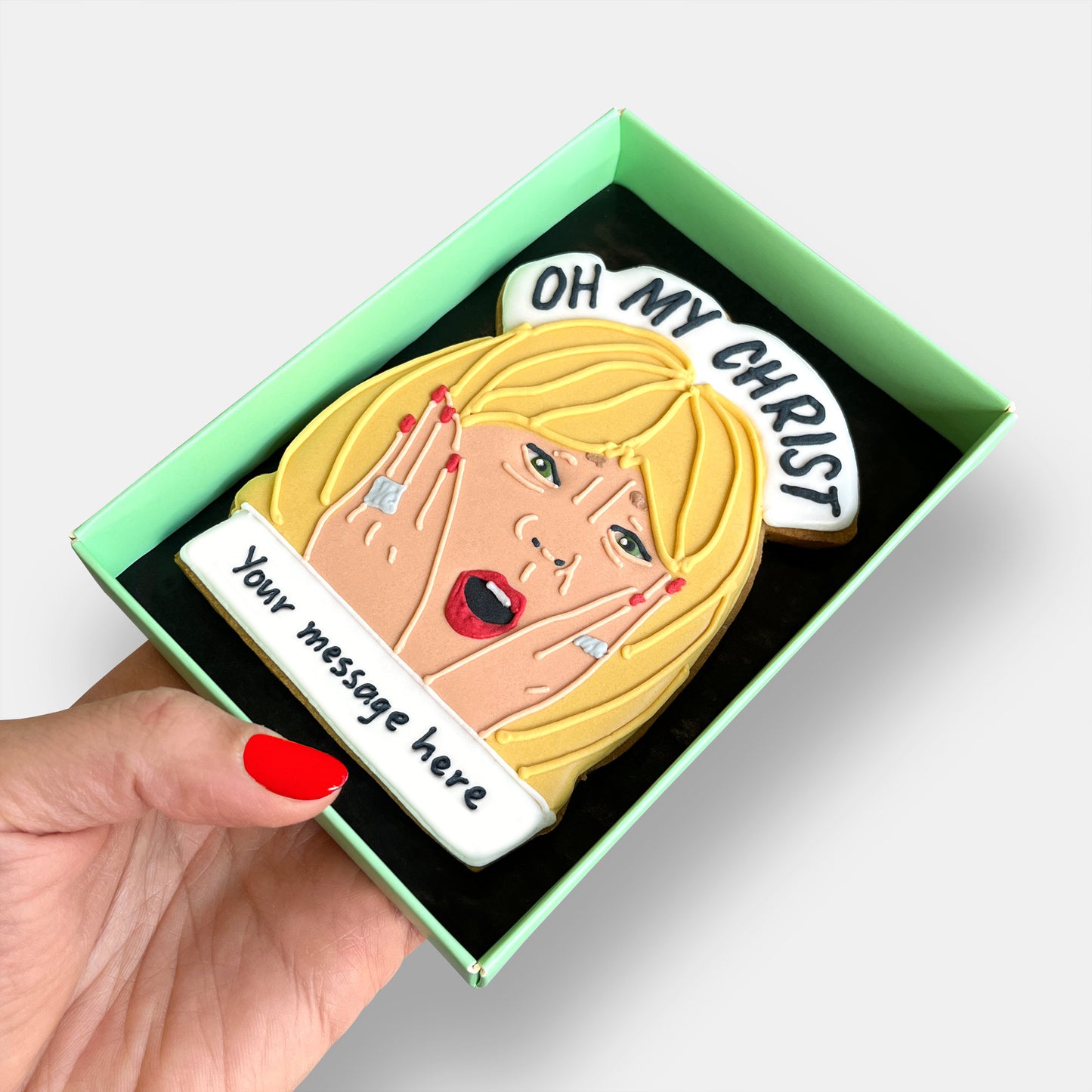 Personalised Oh My Christ! Letterbox Iced Cookie