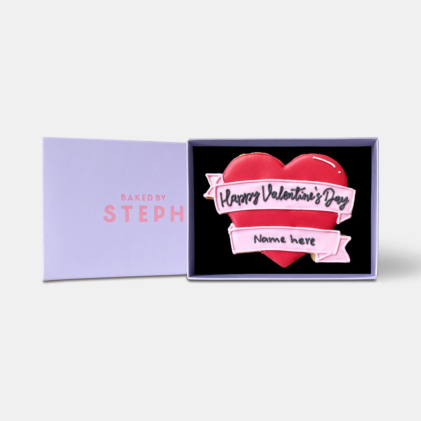 Personalised Banner Heart Valentine's Letterbox Iced Cookie