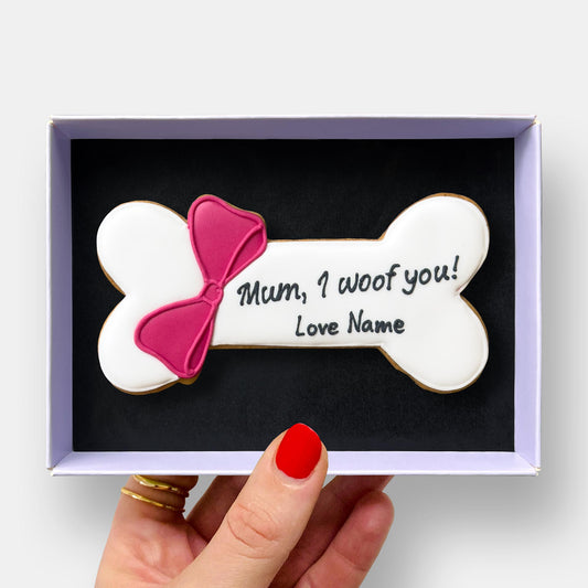 Personalised Best Mum Dog Bone Mother's Day Letterbox Iced Cookie