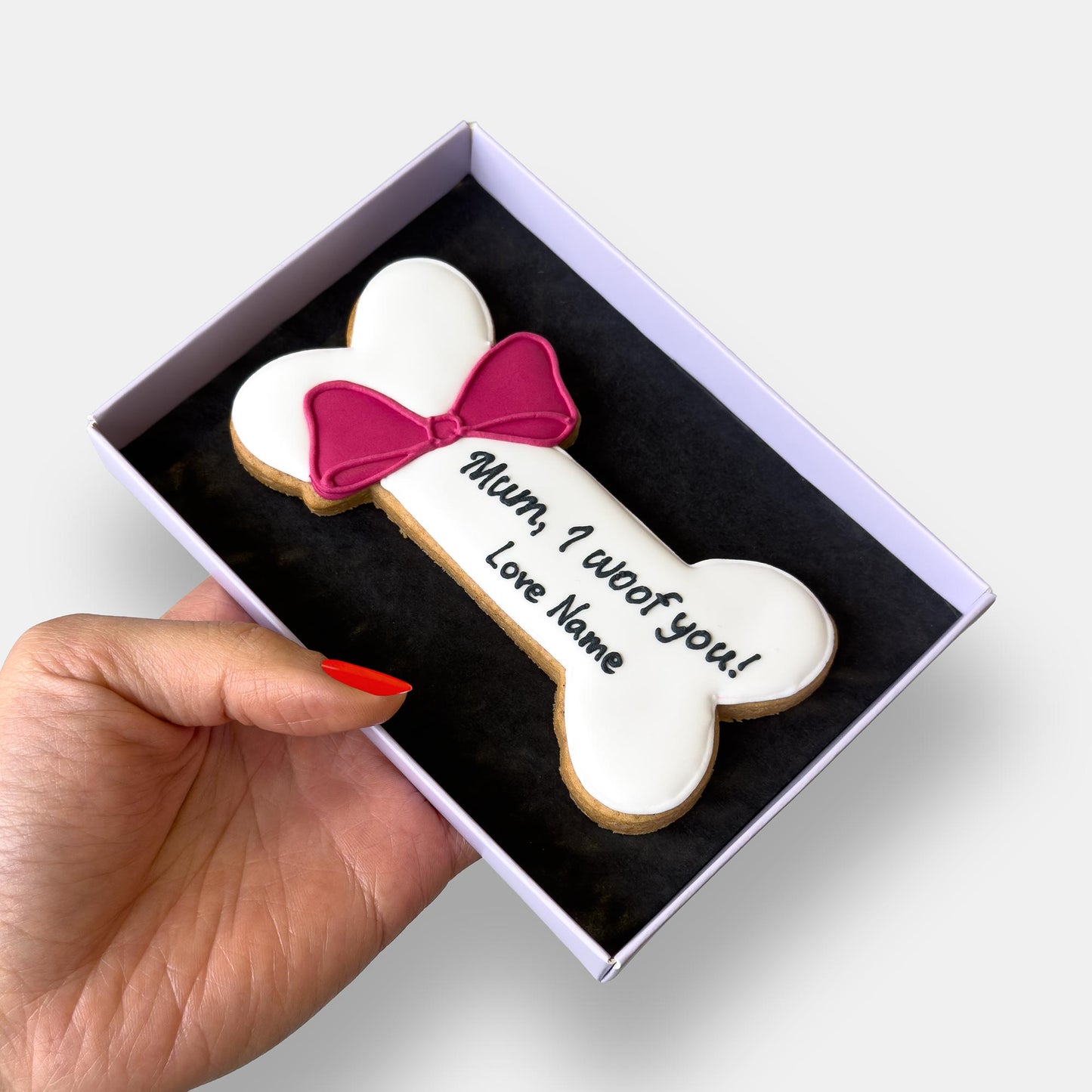 Personalised Best Mum Dog Bone Mother's Day Letterbox Iced Cookie