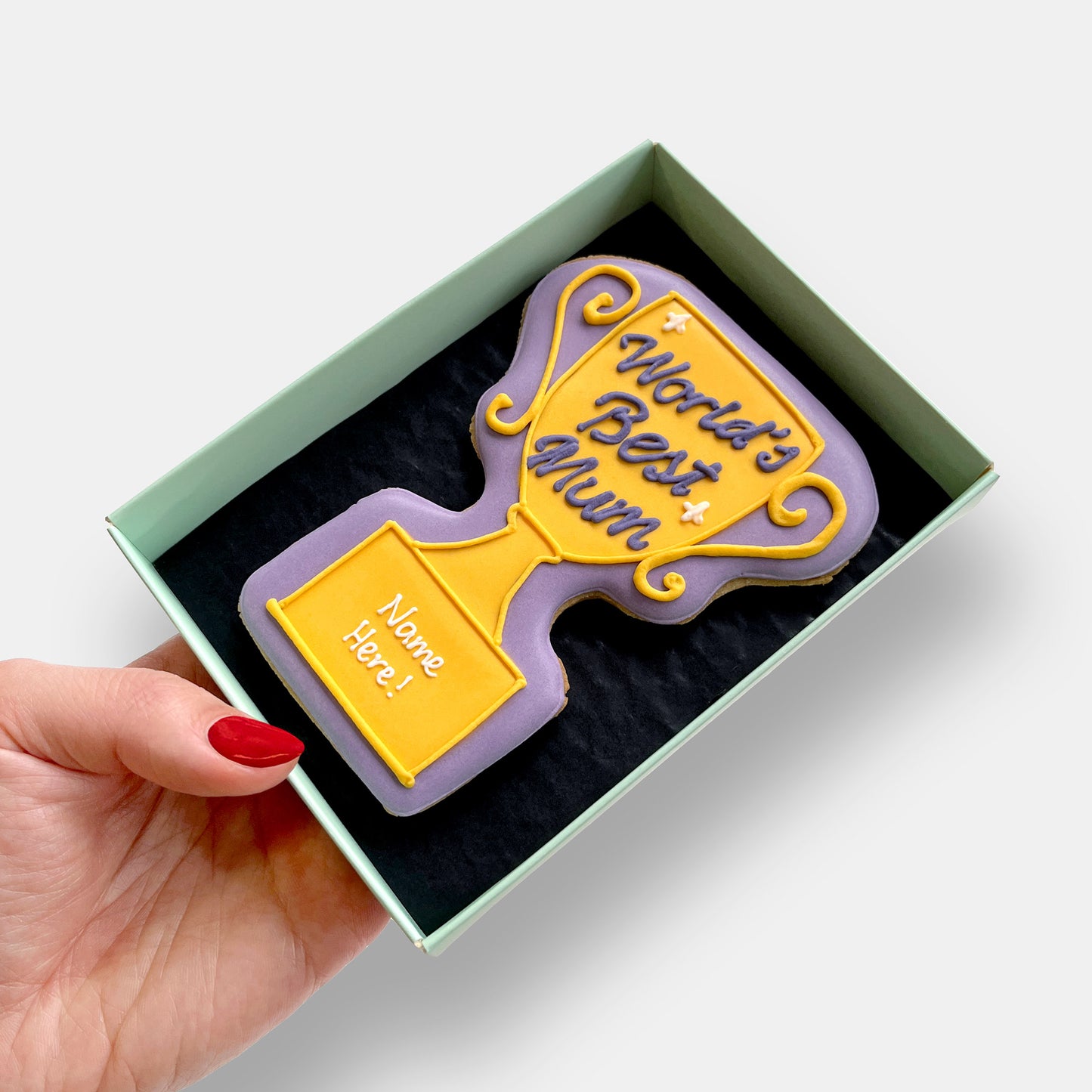 Personalised Best Mum Trophy Mother's Day Letterbox Iced Cookie