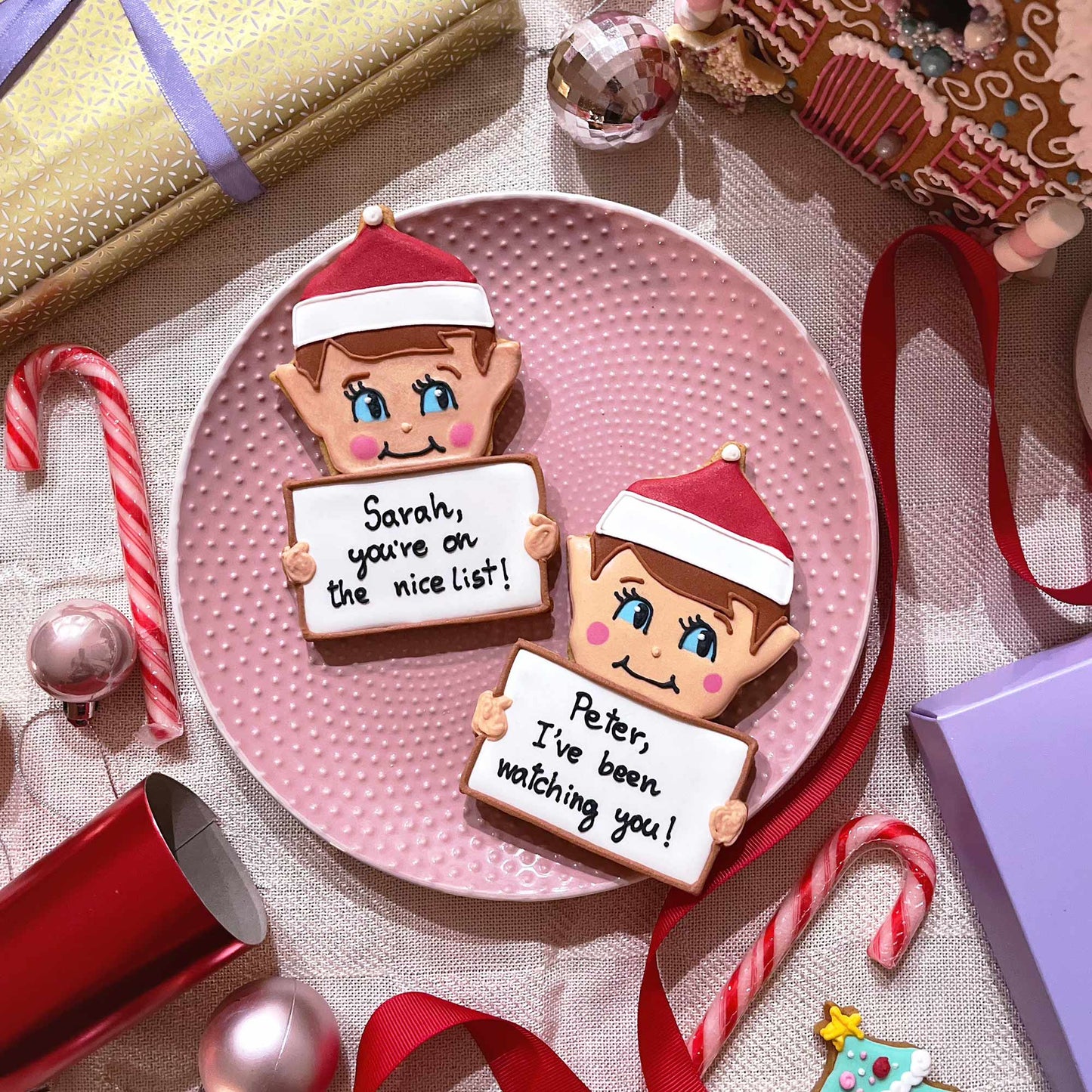 Personalised Cheeky Elf Letterbox Cookie