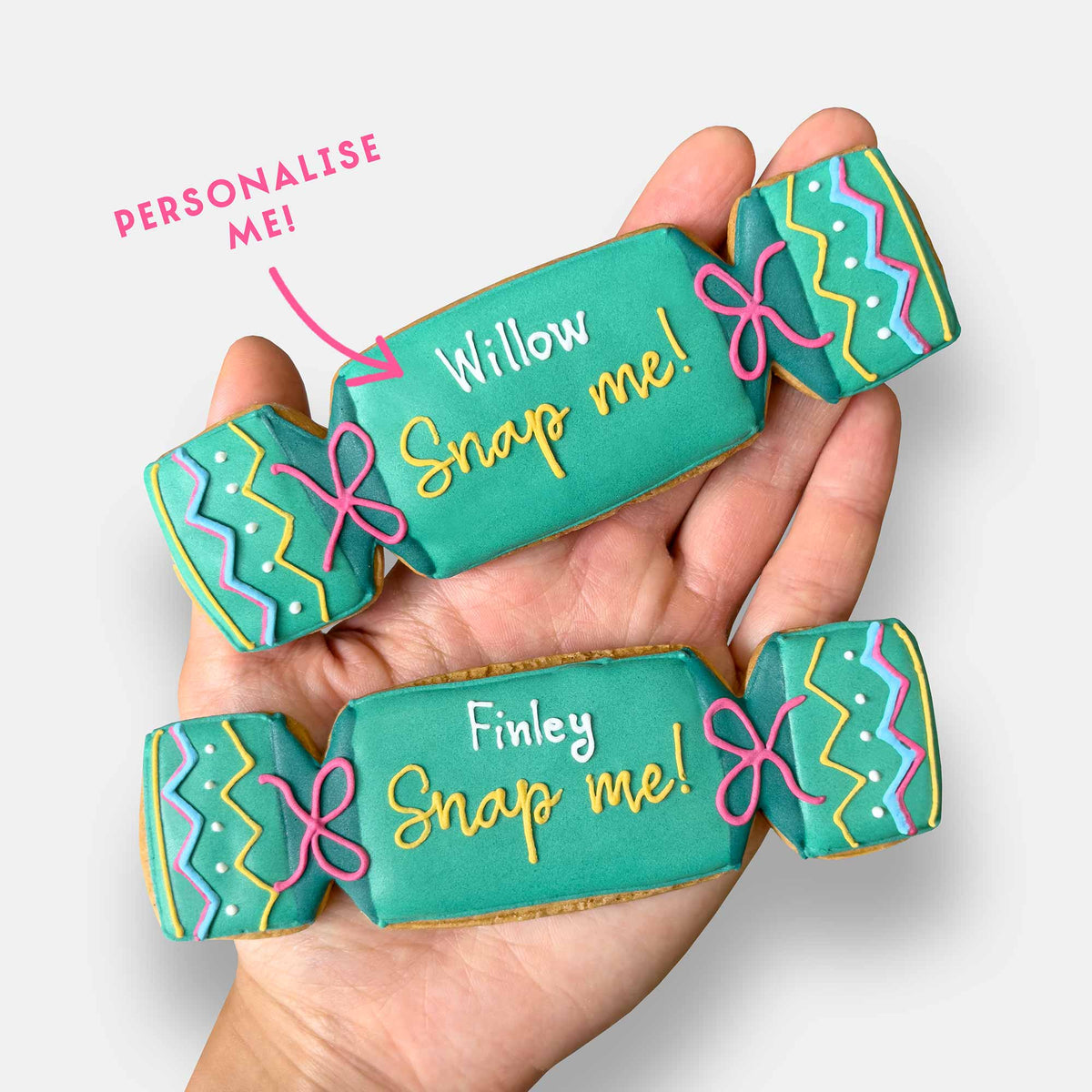Personalised Christmas Cracker Letterbox Iced Cookie