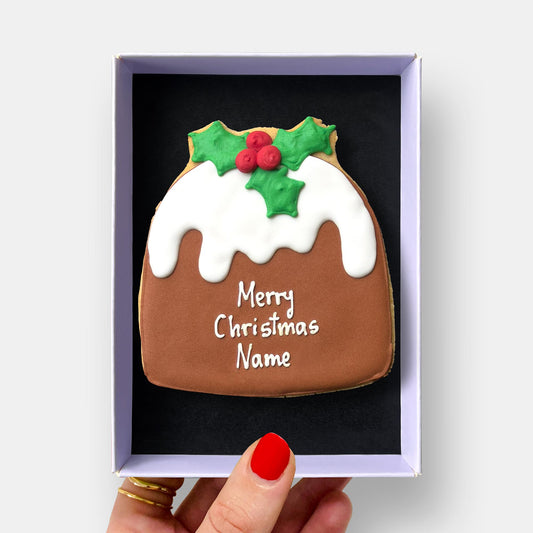 Personalised Christmas Pudding Letterbox Iced Cookie