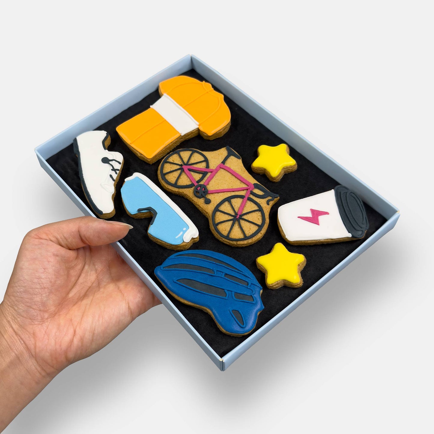 Personalised Cyclist Birthday Letterbox Iced Cookies